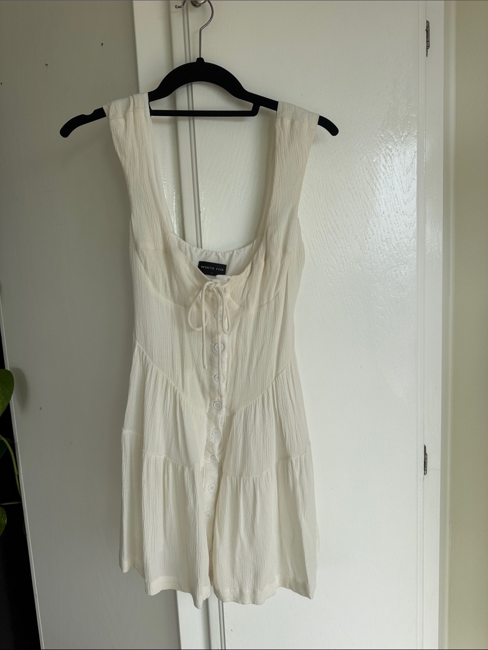 White Fox Cream Button-Front Mini Dress